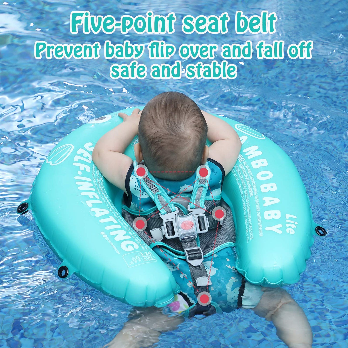 AnjeeIOT Mambobaby Self-Inflating Baby Pool Float with UPF50+ Canopy – Portable, Adjustable, 3-24 Months