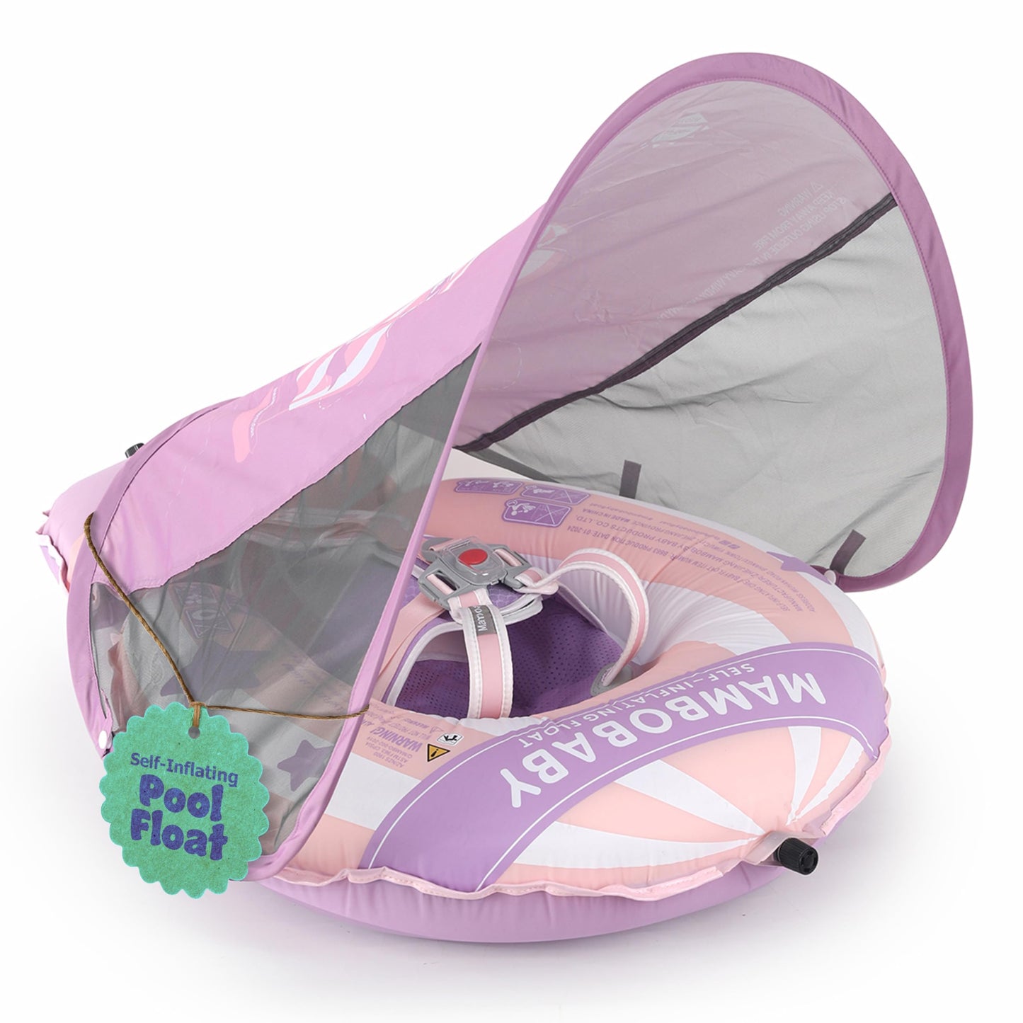 MAMBOBABYFLOAT Light Traveler 2025 — Safe, Adjustable Baby Pool Float with Canopy