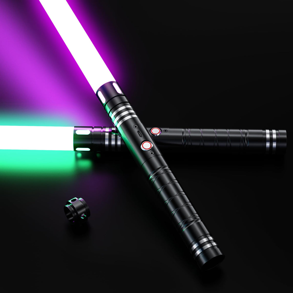 MAMXUAN Lightsabers – 24-Color RGB Dueling Saber, 2-in-1 with Connector, 40in – Gift for Teens & Adults