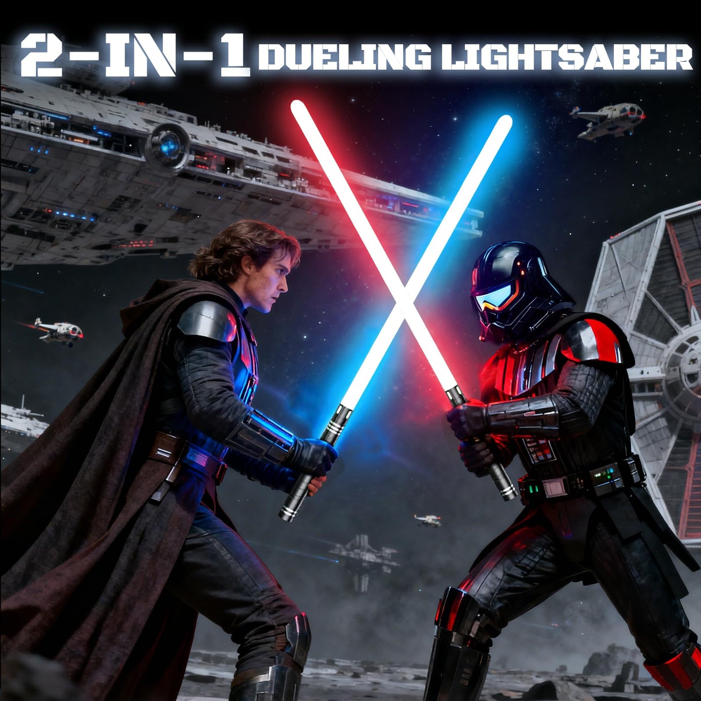 MAMXUAN Lightsabers – 24-Color RGB Dueling Saber, 2-in-1 with Connector, 40in – Gift for Teens & Adults