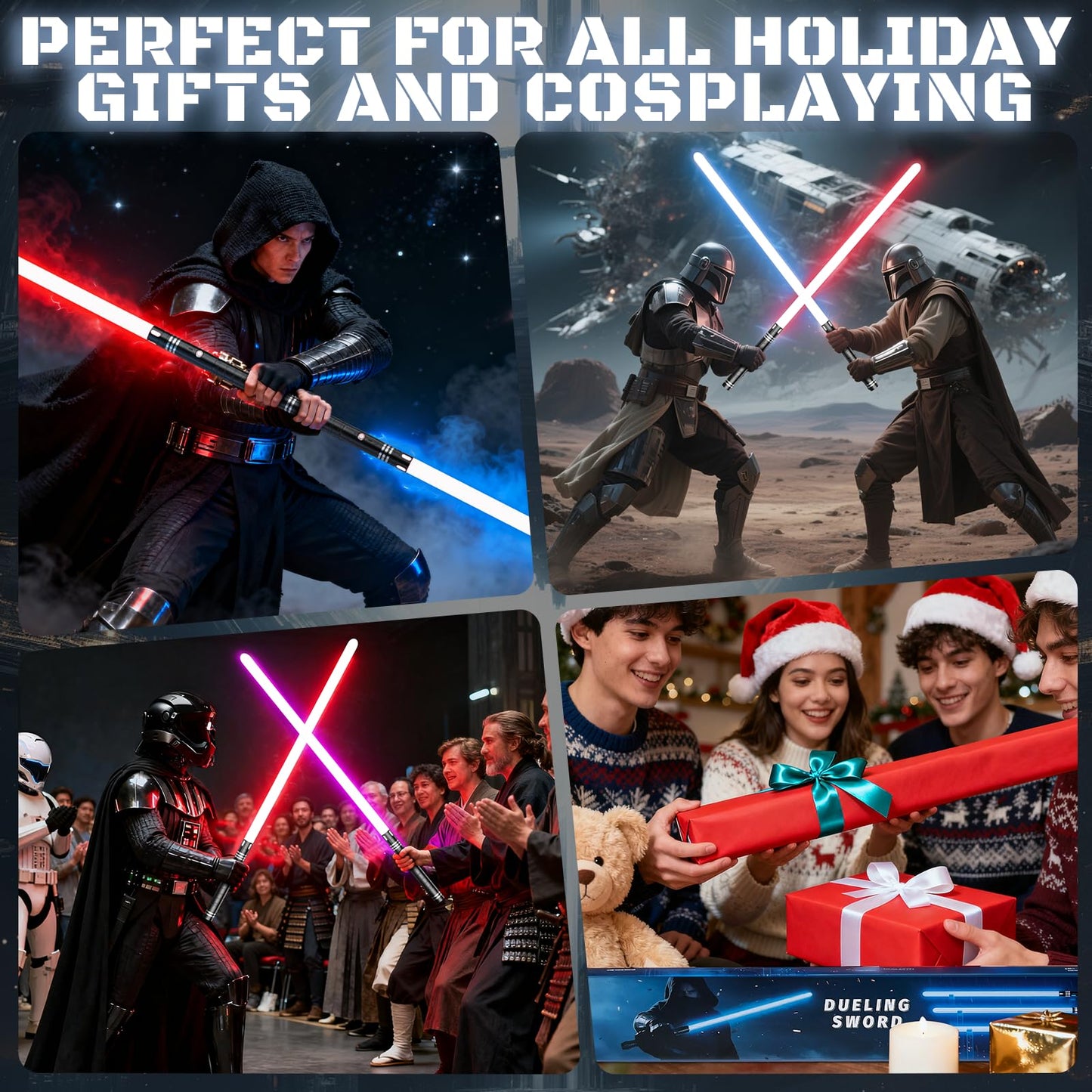 MAMXUAN Lightsabers – 24-Color RGB Dueling Saber, 2-in-1 with Connector, 40in – Gift for Teens & Adults