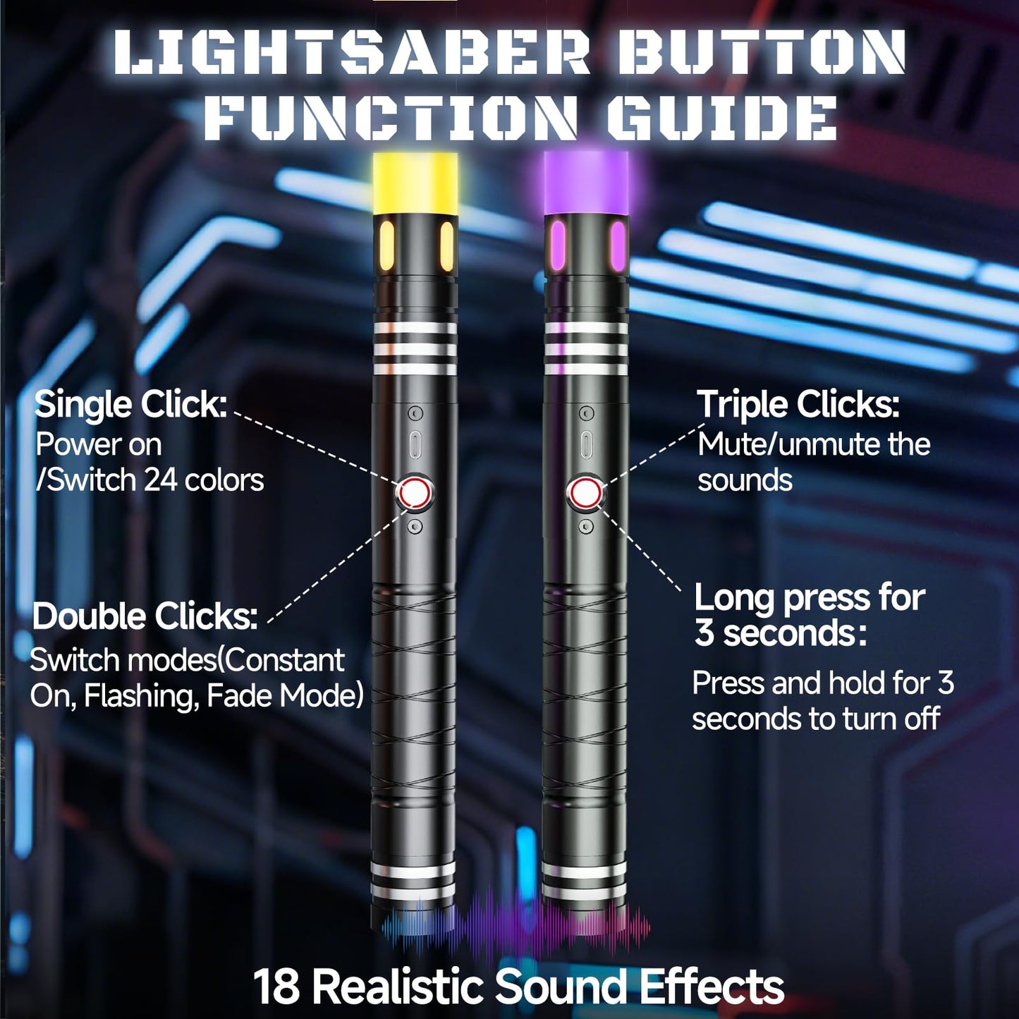 MAMXUAN Lightsabers – 24-Color RGB Dueling Saber, 2-in-1 with Connector, 40in – Gift for Teens & Adults