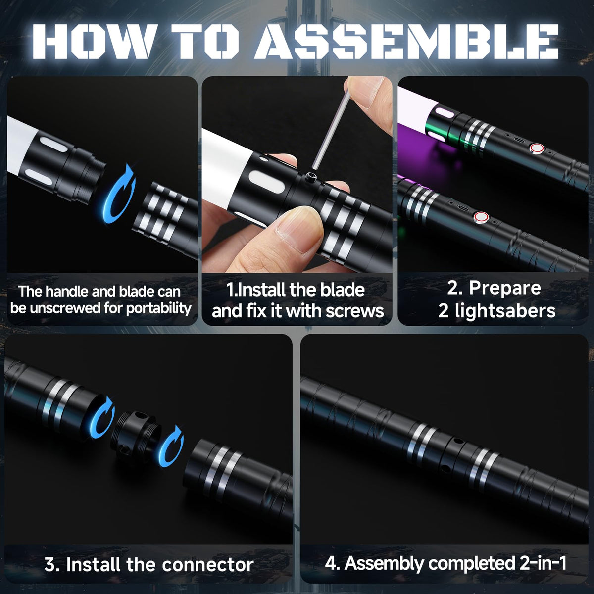MAMXUAN Lightsabers – 24-Color RGB Dueling Saber, 2-in-1 with Connector, 40in – Gift for Teens & Adults