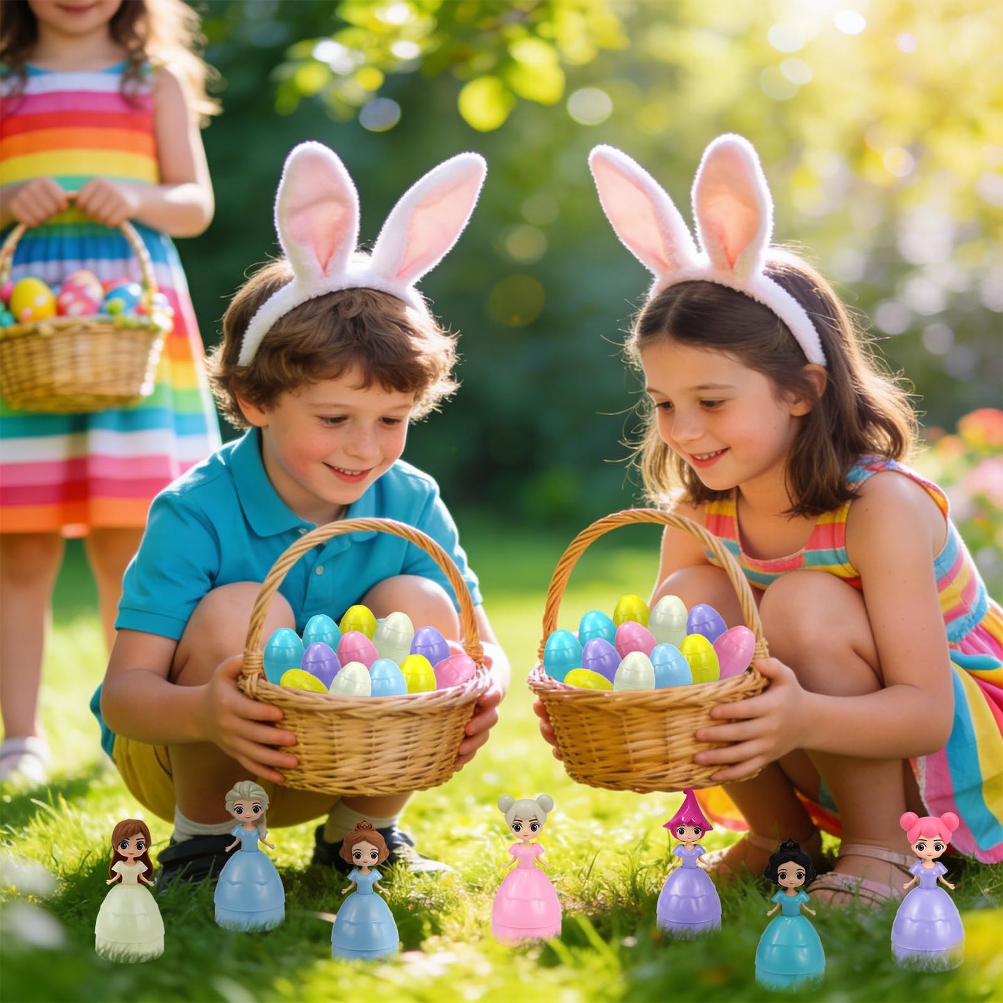Manaror 12PCS Pre-Filled Easter Eggs — Princess Dolls Inside, Party Favors & Easter Basket Stuffers