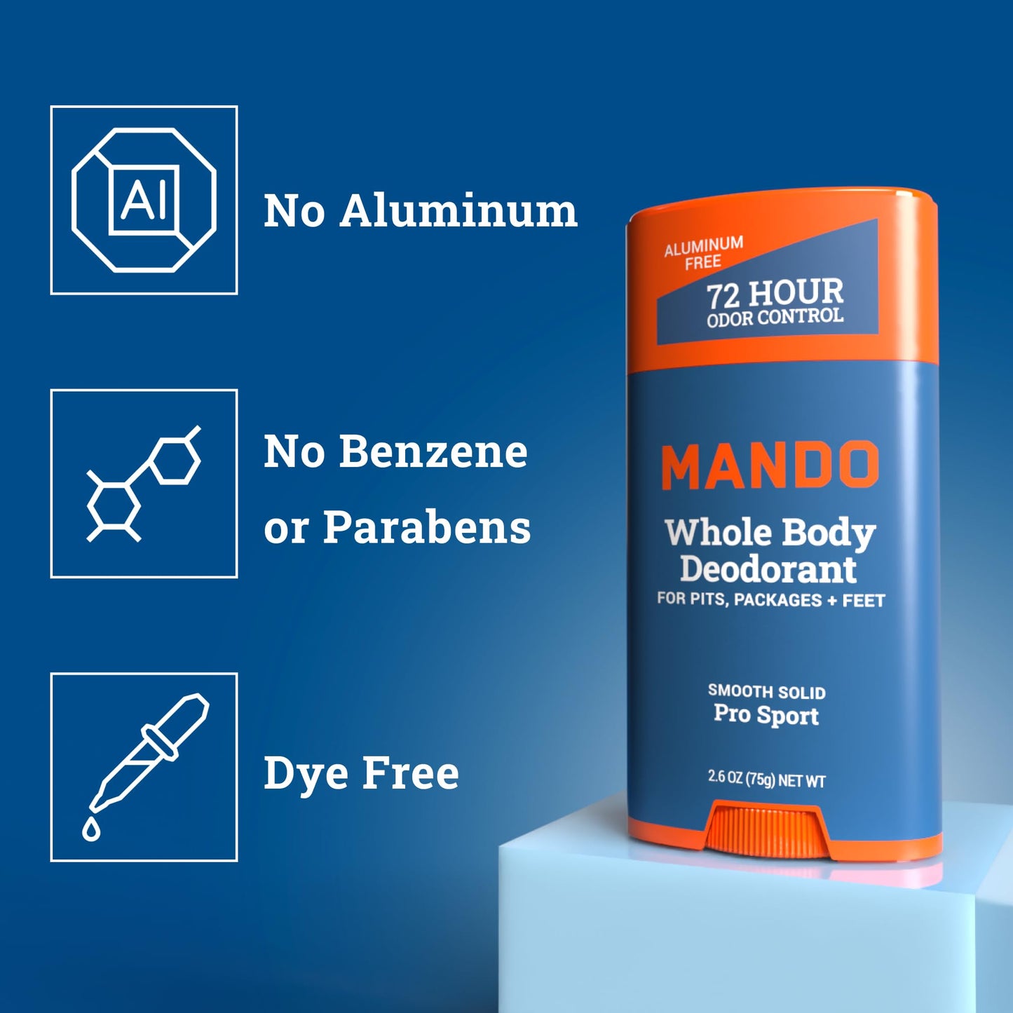 Mando Whole Body Deodorant Two-Piece System – Pro Sport, Aluminum-Free & Baking Soda Free (2 pc Bundle)