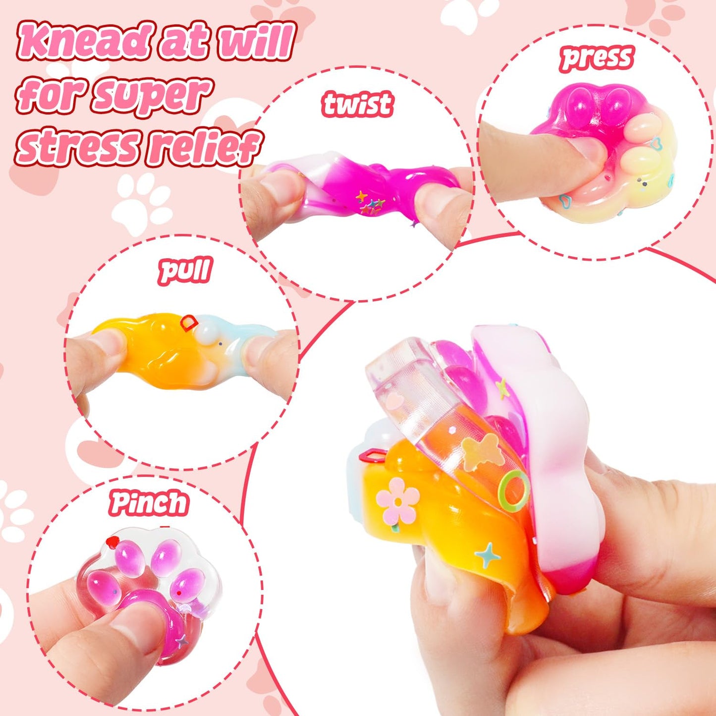 Manekulis 24-Piece Valentines Gift Set — Cat Paw Squishy Toys & Classroom Cards