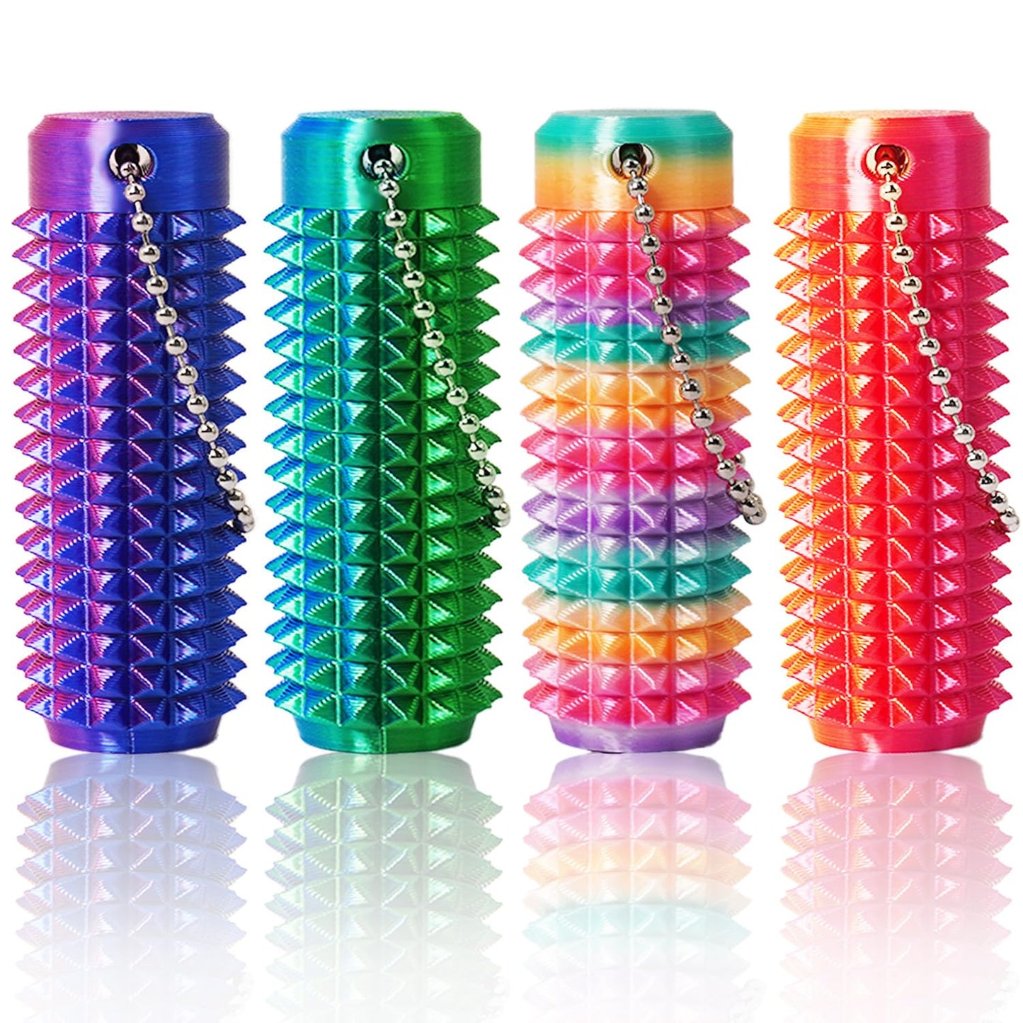 Manekulis 4-Pack Mini Ouchies Fidget – Portable Spiky Roller Keychain for Stress Relief, Focus & Sensory Stimulation
