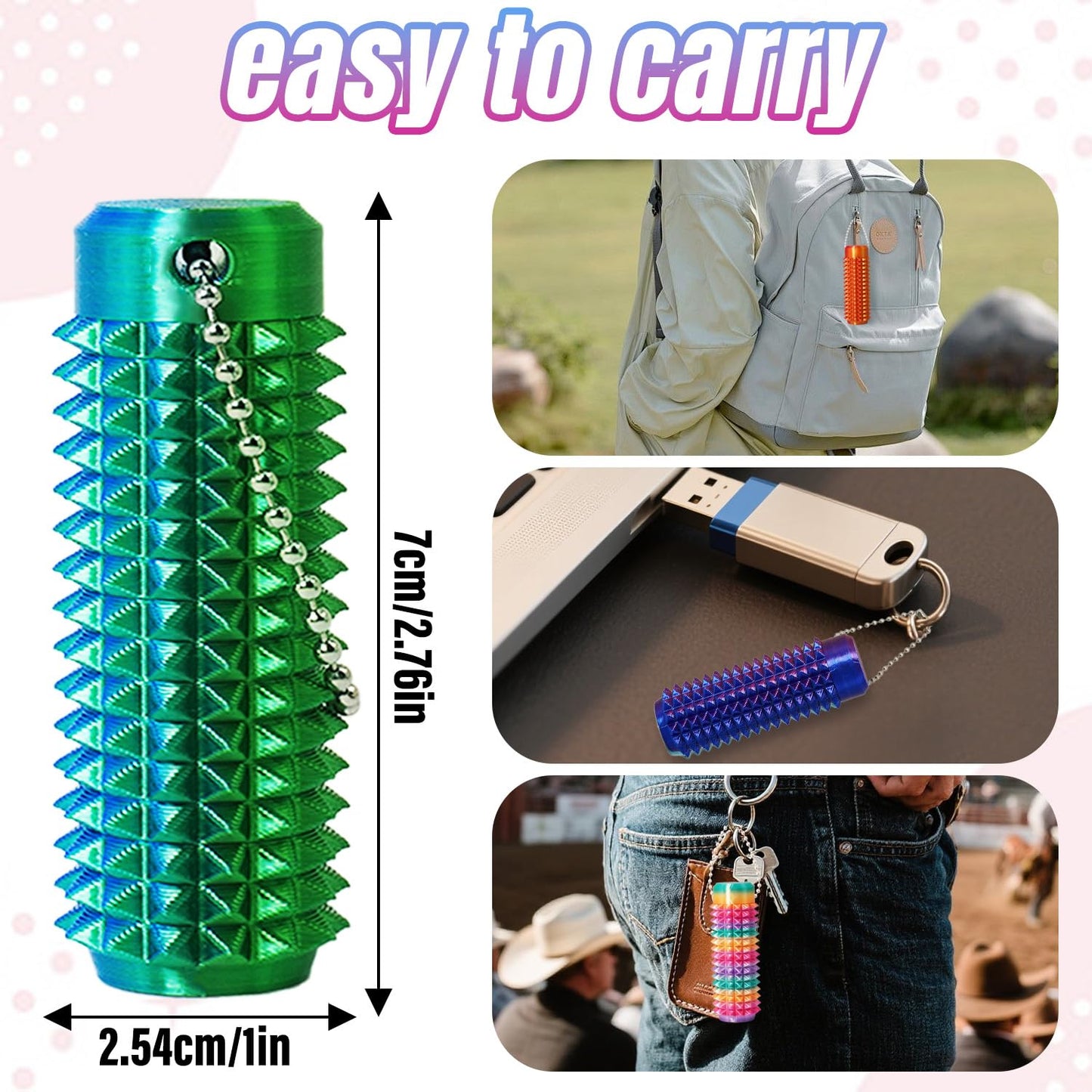 Manekulis 4-Pack Mini Ouchies Fidget – Portable Spiky Roller Keychain for Stress Relief, Focus & Sensory Stimulation