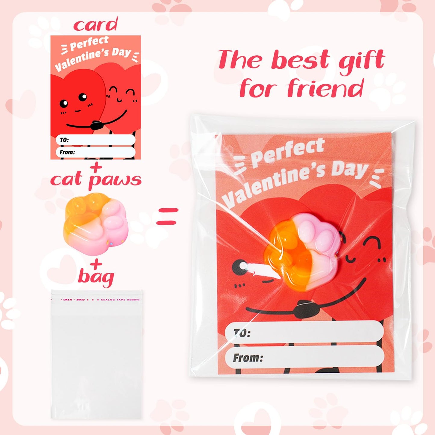 Manekulis 24-Piece Valentines Gift Set — Cat Paw Squishy Toys & Classroom Cards