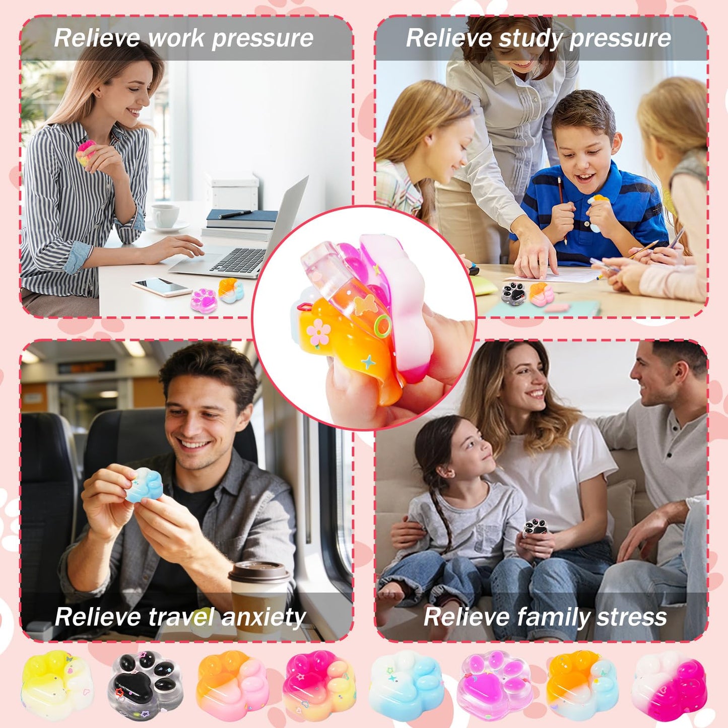 Manekulis 24-Piece Valentines Gift Set — Cat Paw Squishy Toys & Classroom Cards