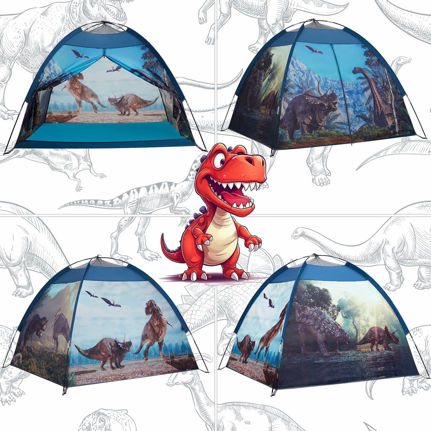 Mnagant Dinosaur Kids Play Tent - 61x61x45 Indoor/Outdoor Pop Up Play House