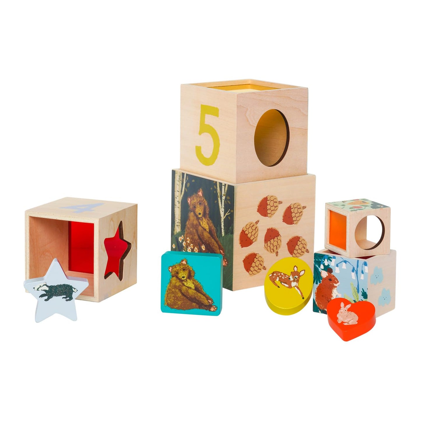 Manhattan Toy Enchanted Forest 12-Piece Wooden Stacking & Sorting Blocks