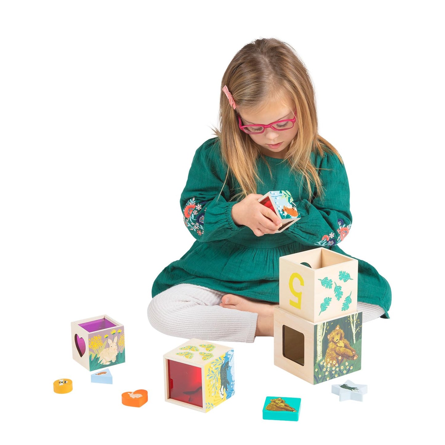 Manhattan Toy Enchanted Forest 12-Piece Wooden Stacking & Sorting Blocks