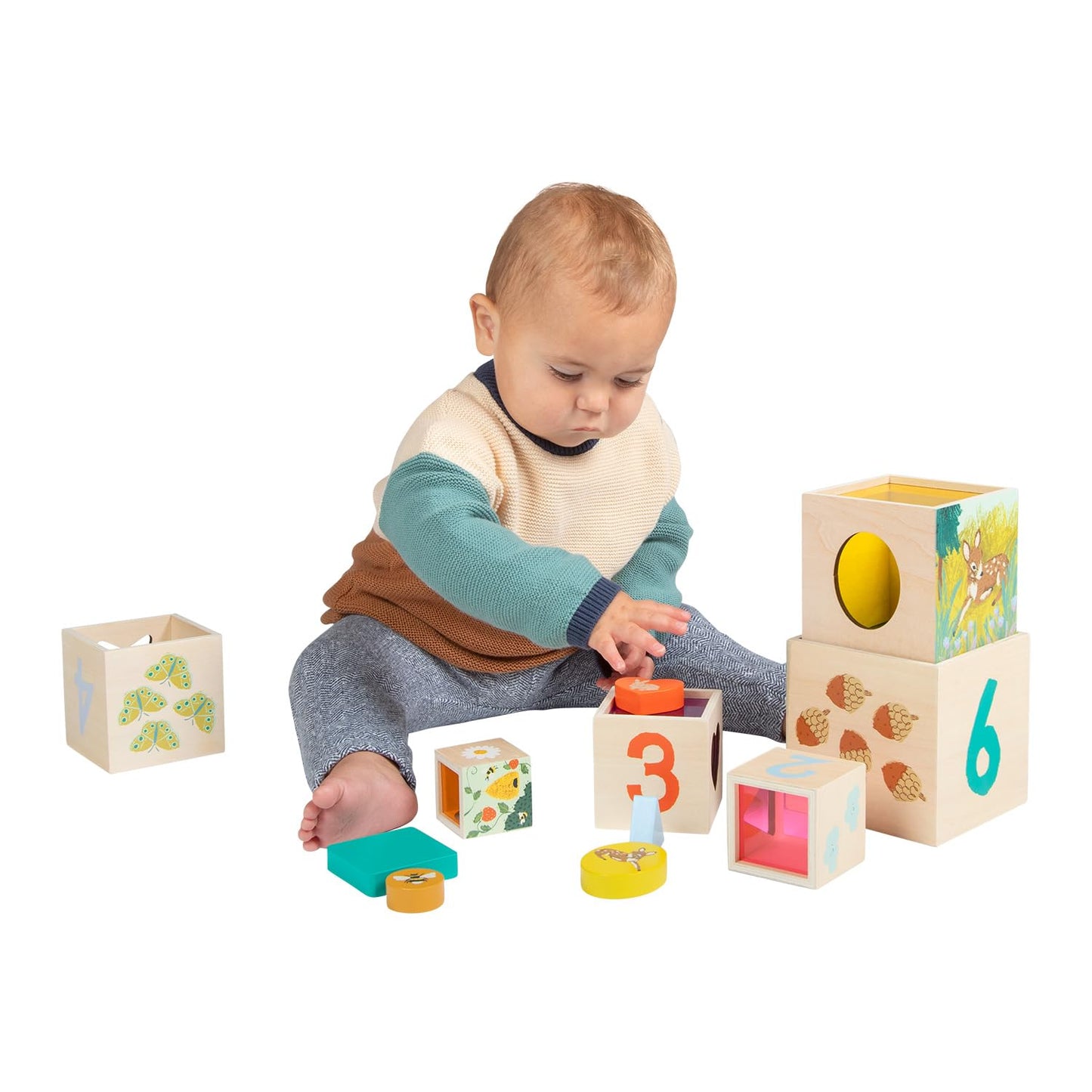 Manhattan Toy Enchanted Forest 12-Piece Wooden Stacking & Sorting Blocks