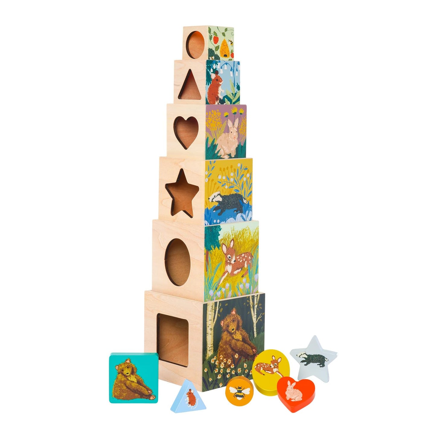 Manhattan Toy Enchanted Forest 12-Piece Wooden Stacking & Sorting Blocks