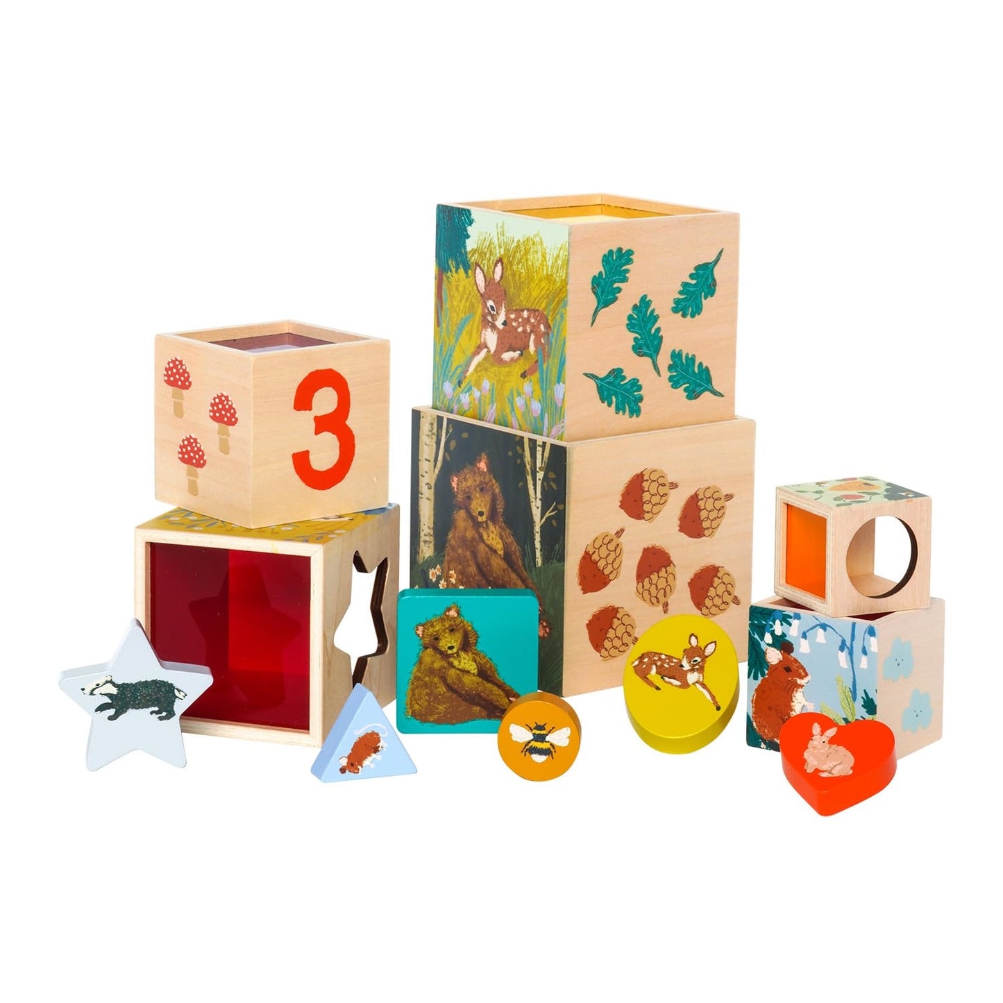 Manhattan Toy Enchanted Forest 12-Piece Wooden Stacking & Sorting Blocks