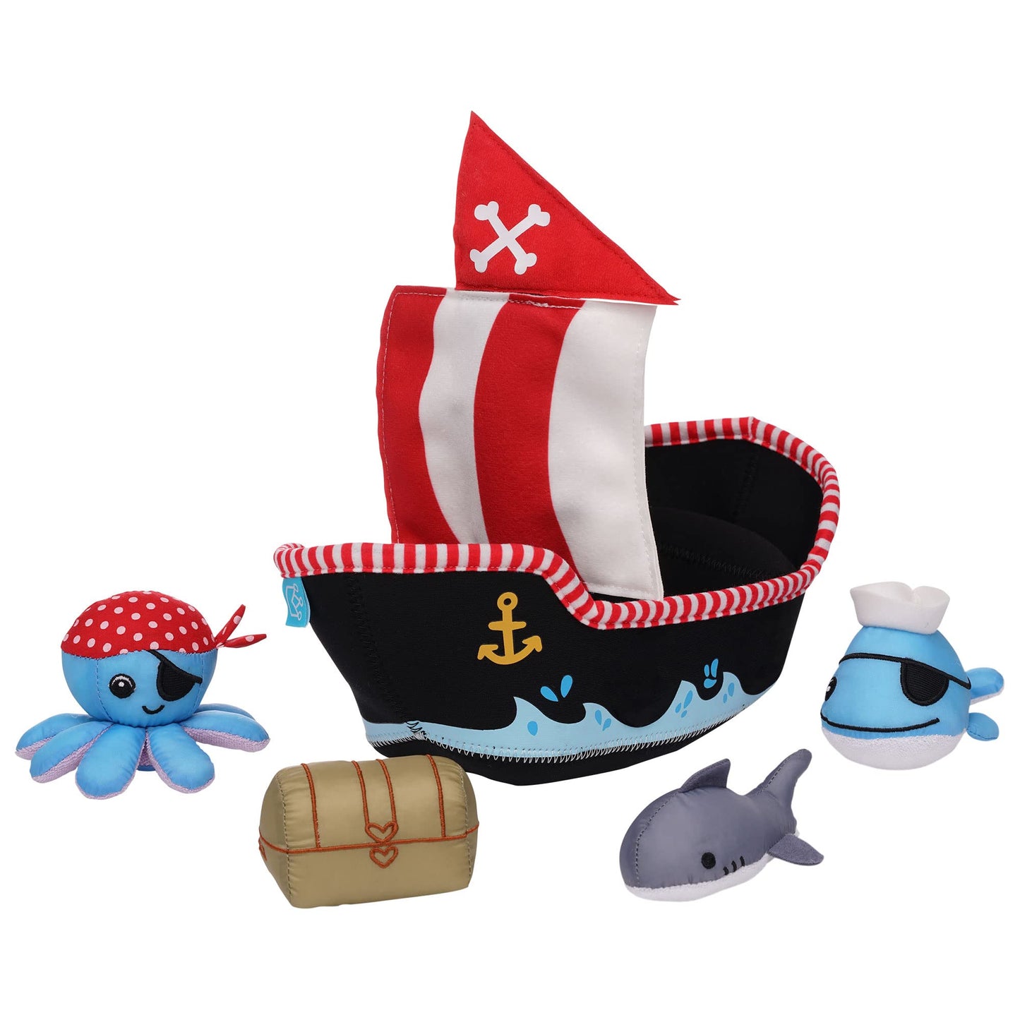 Manhattan Toy Neoprene Pirate Ship Bath Toy – 5-Piece Floating Spill & Fill Set