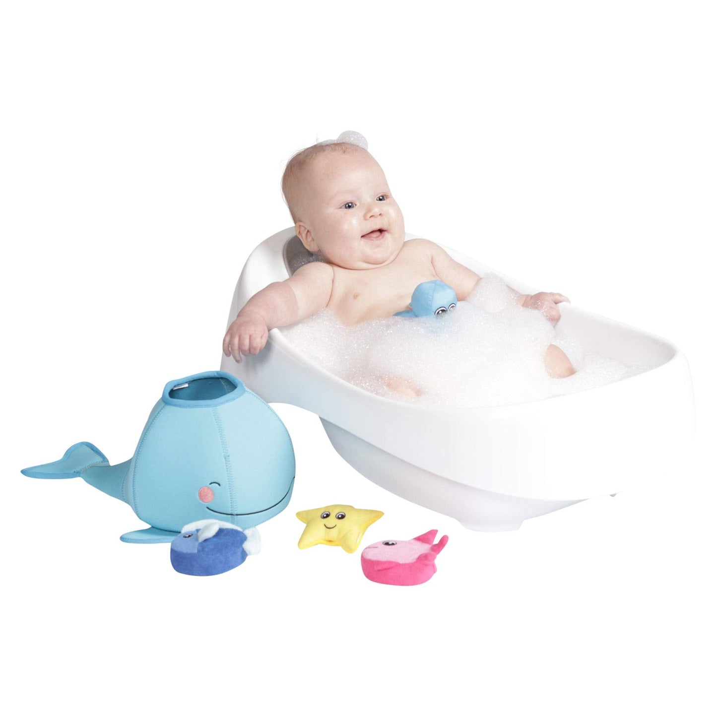 Manhattan Toy Neoprene Whale 5-Piece Bath Toy Set with Quick-Dry Sponges