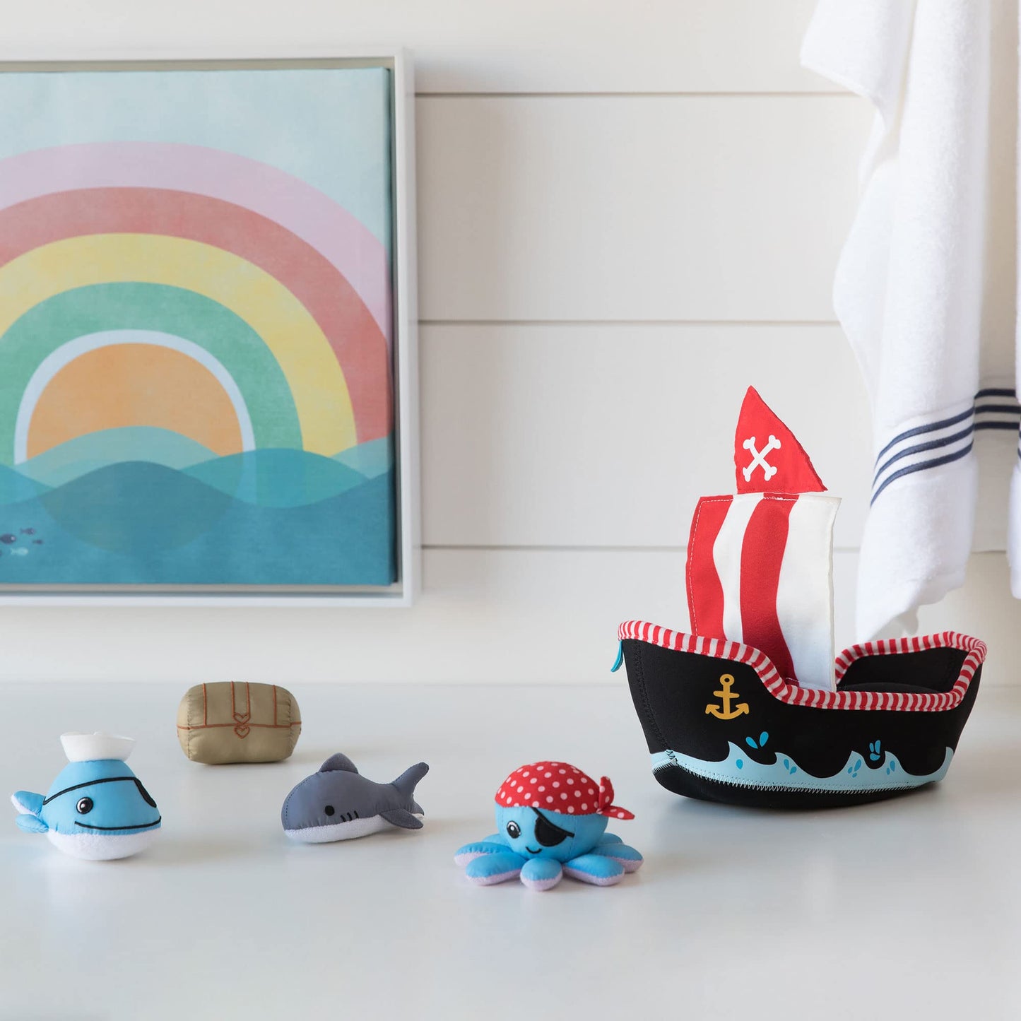 Manhattan Toy Neoprene Pirate Ship Bath Toy – 5-Piece Floating Spill & Fill Set