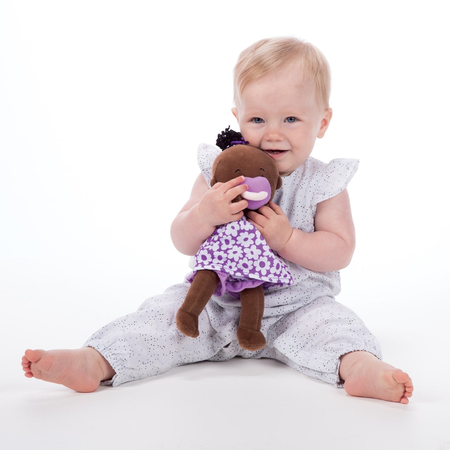 Manhattan Toy Wee Baby Stella Brown 12-inch Soft Baby Doll | Magnetic Pacifier & Lifelike Details
