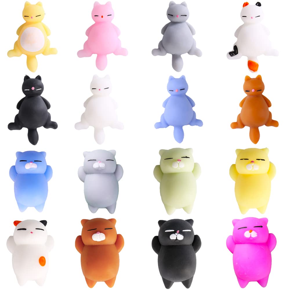 Manmel 16pcs Mochi Animals Squishy Toys Set – Mini Kawaii Fidget Toys for Kids