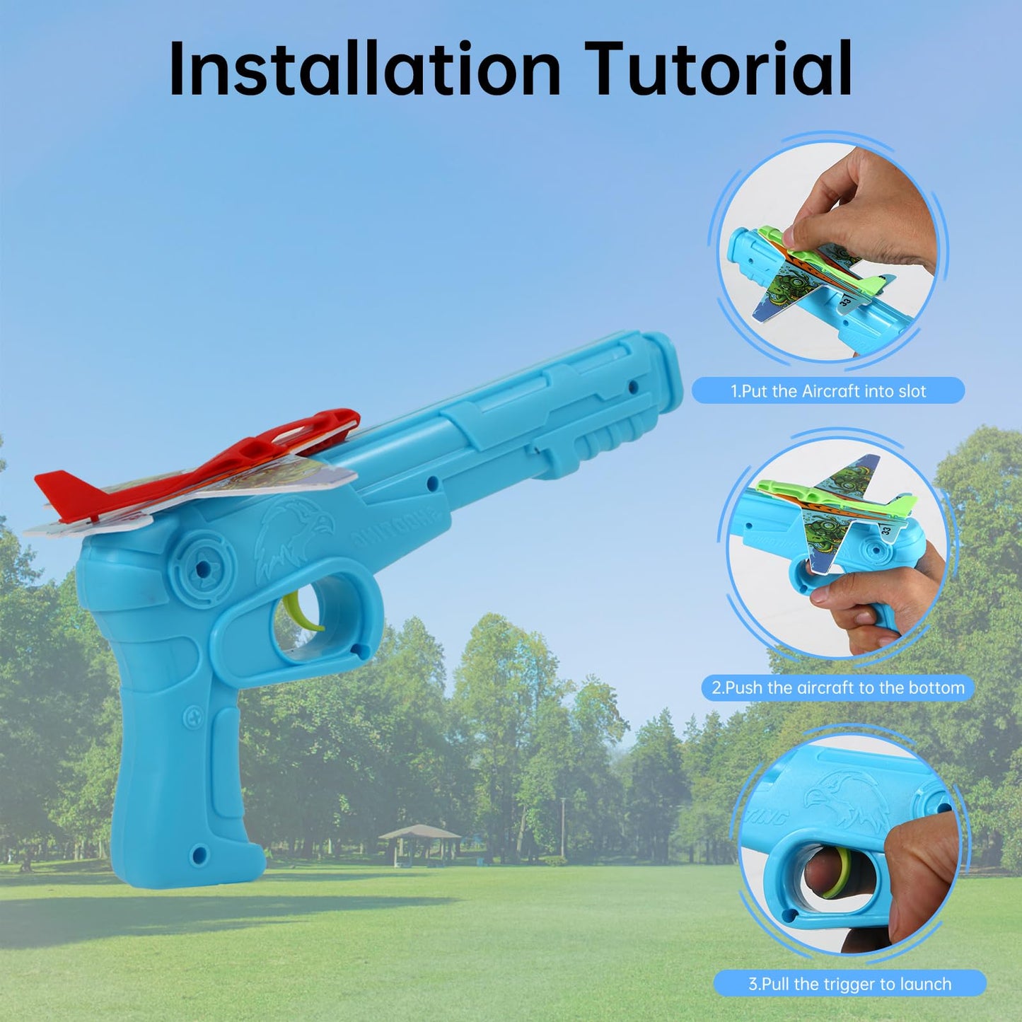 Manmel 12-Pack Airplane Launcher Toys for Kids – 2 Launchers + 10 Foam Gliders