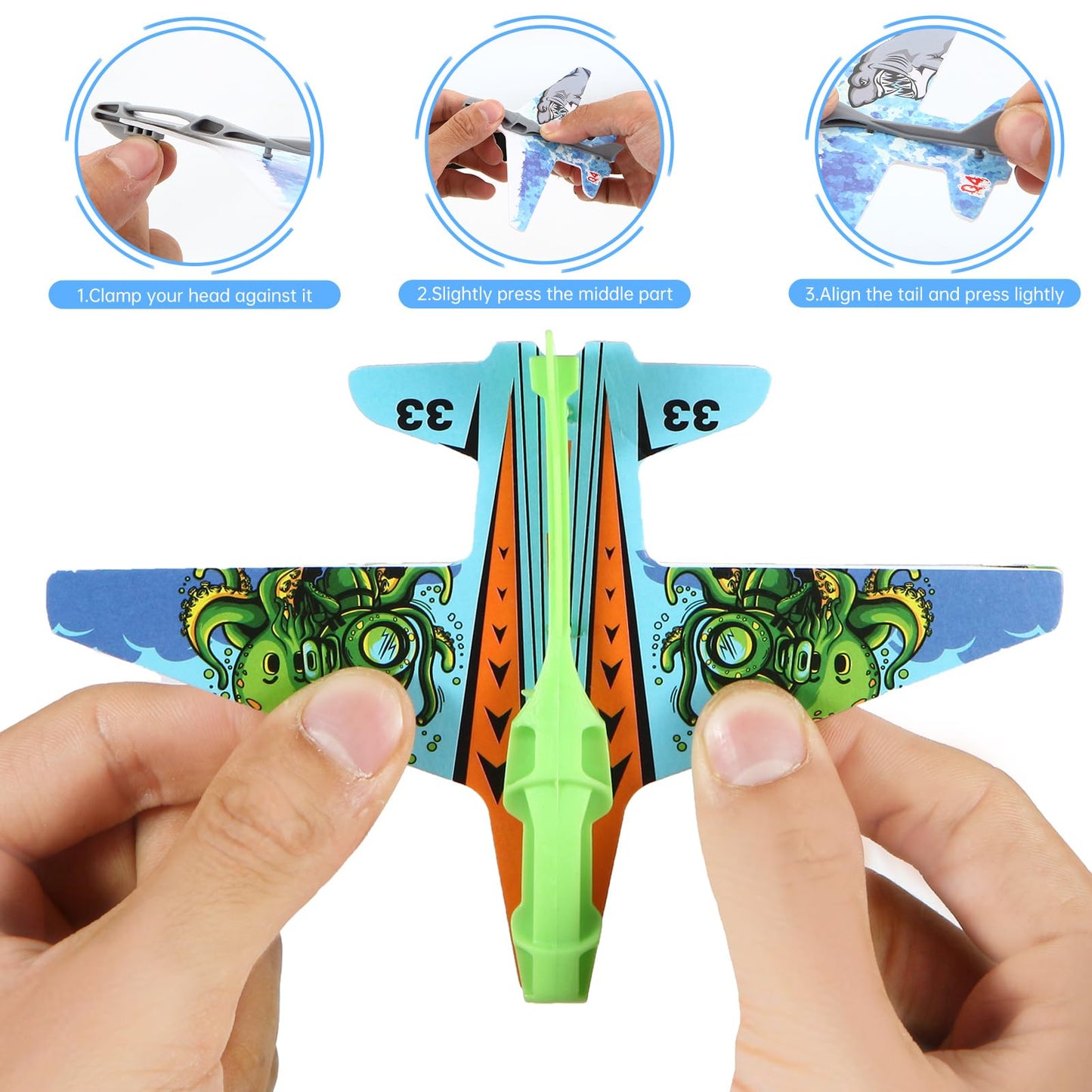 Manmel 12-Pack Airplane Launcher Toys for Kids – 2 Launchers + 10 Foam Gliders