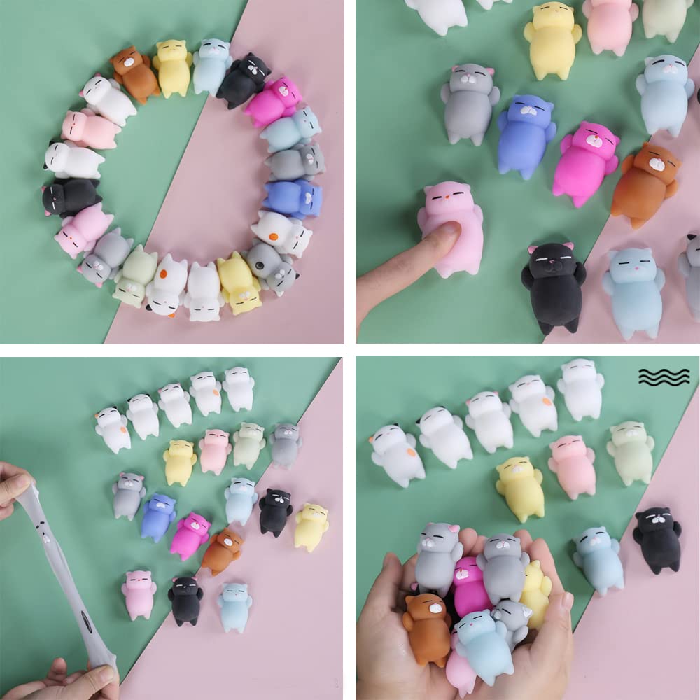Manmel 16pcs Mochi Animals Squishy Toys Set – Mini Kawaii Fidget Toys for Kids