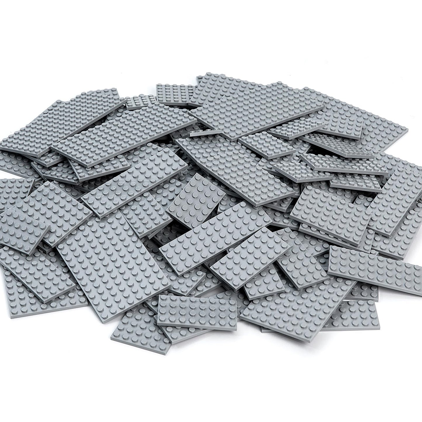 MANNIDOO 110 Pieces Classic Building Plates – 11 Sizes Small Baseplates Multipacks, Light Grey, Compatible with Major Brands