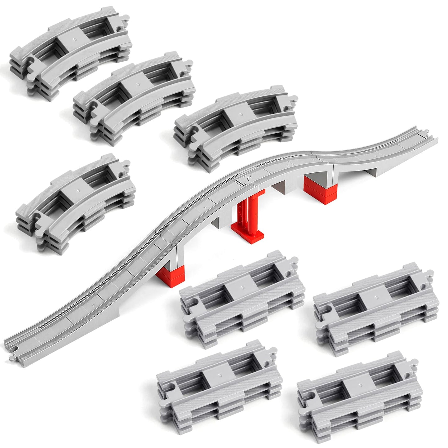 MANNIDOO 34-Piece Train Bridge Tracks – Compatible with Major Brands