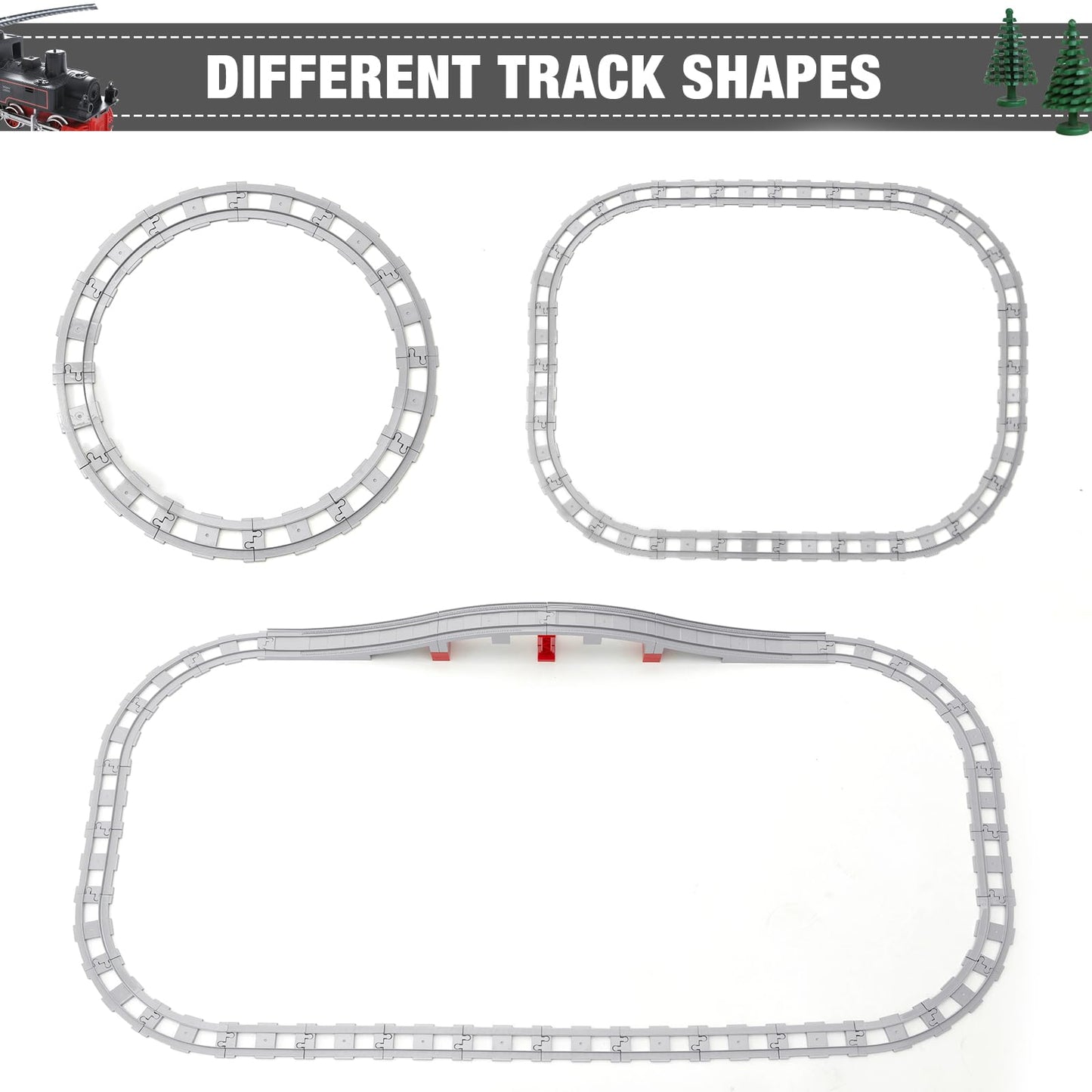 MANNIDOO 34-Piece Train Bridge Tracks – Compatible with Major Brands