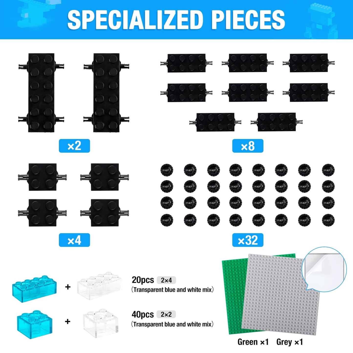 MANNIDOO 1600-Piece Building Bricks Set with Wheels & Plates — Compatible with Major Brands