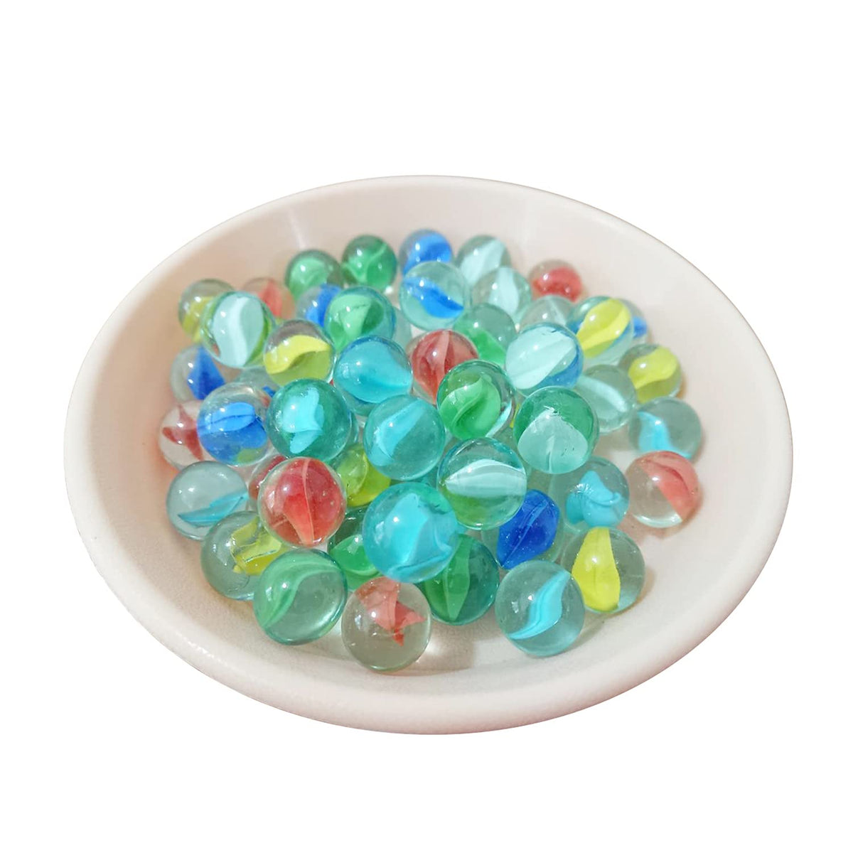 MANSHU 60 Pieces Glass Marbles - 0.63 inch, 6 Colors for Marble Games & Crafts