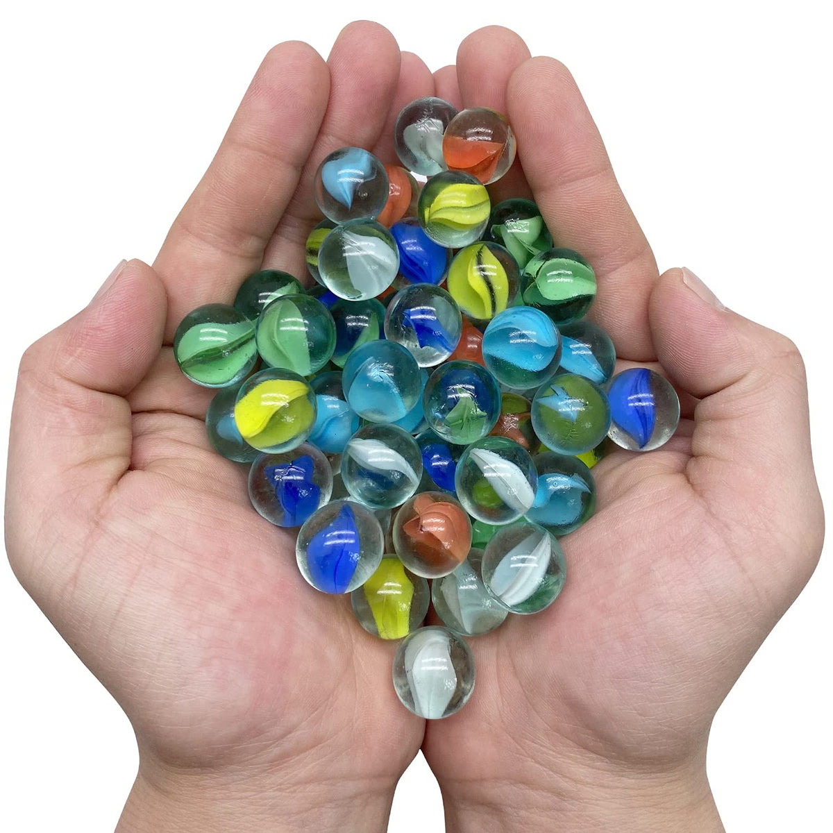 MANSHU 60 Pieces Glass Marbles - 0.63 inch, 6 Colors for Marble Games & Crafts