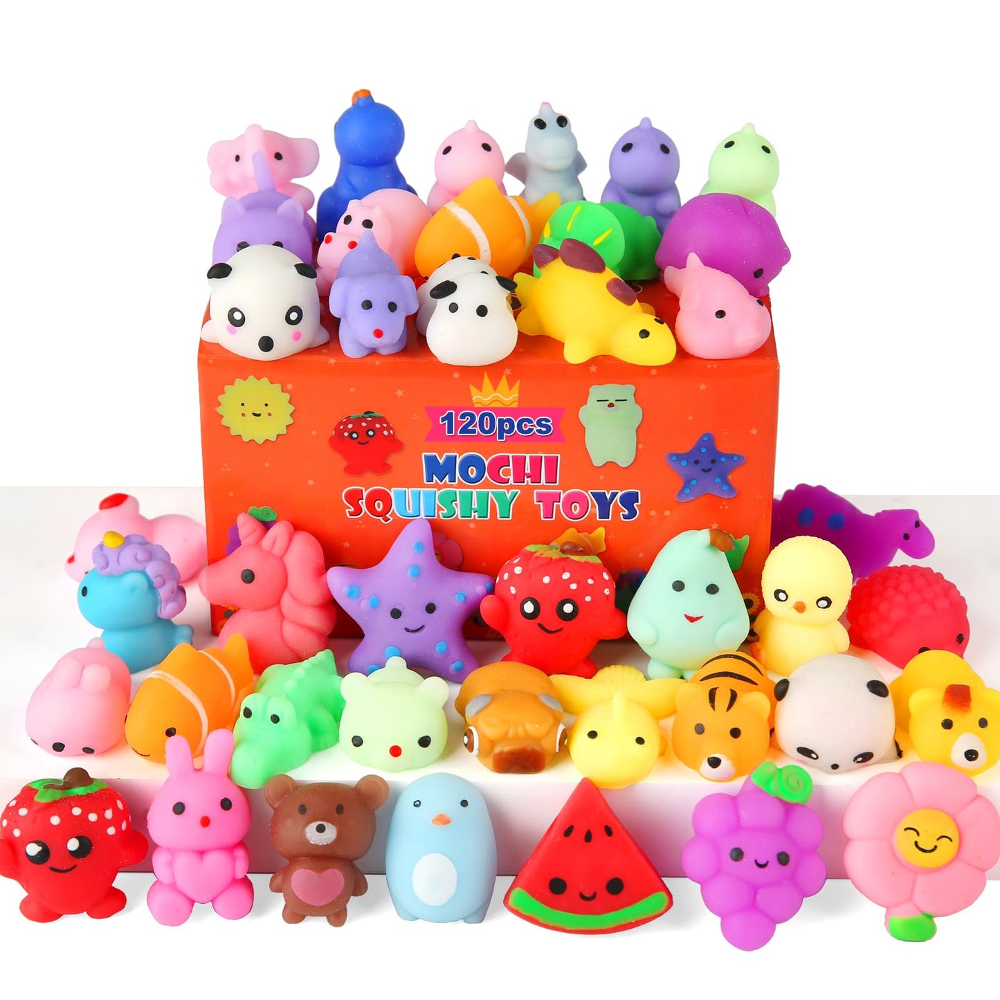 Mantyplay 120 Pack Squishy Toys – Kawaii Mochi Squishies for Kids 4-12 | Party Favors & Classroom Prizes