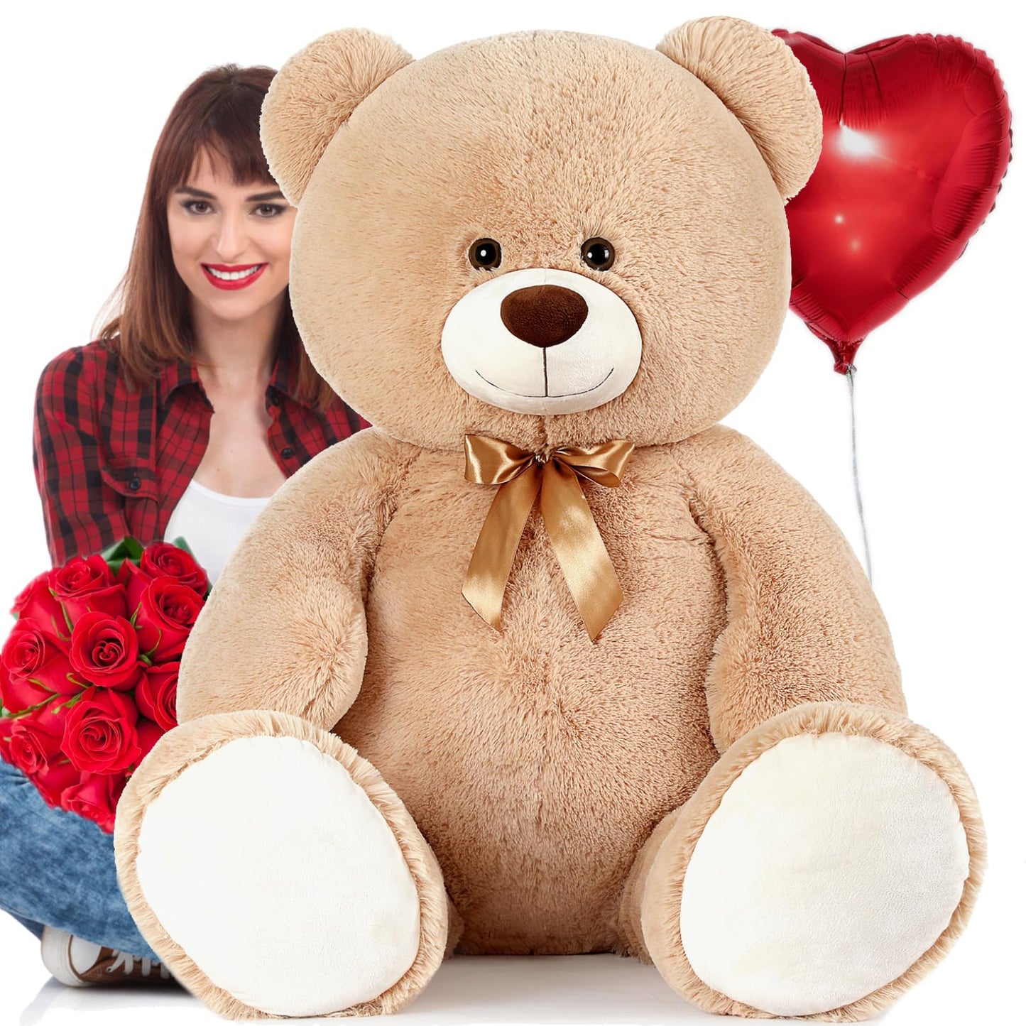 MaoGoLan 4ft Giant Teddy Bear – 47-Inch Plush Gift for Her & Kids