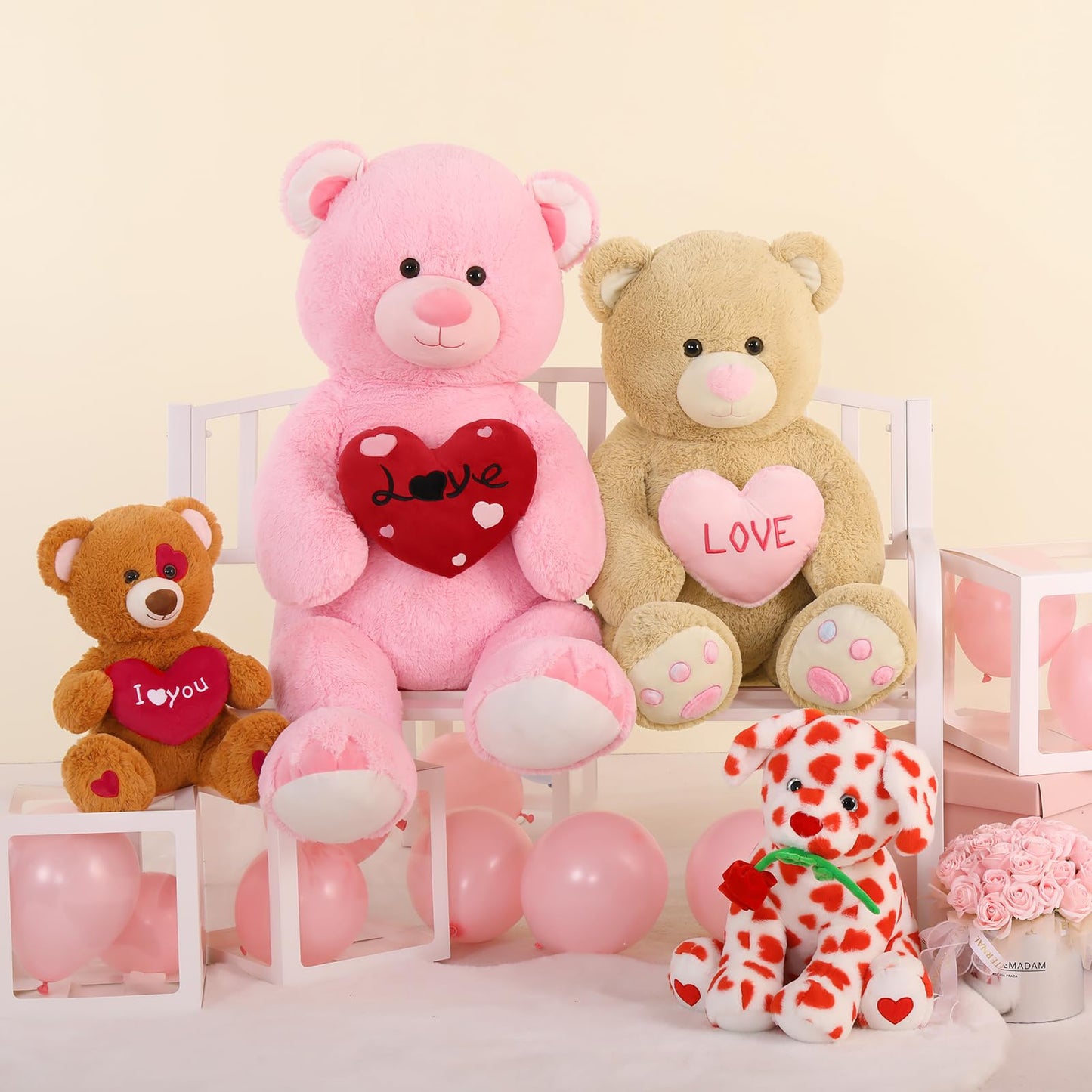 MaoGoLan 51-Inch Pink Teddy Bear with Red Heart — Plush Gift