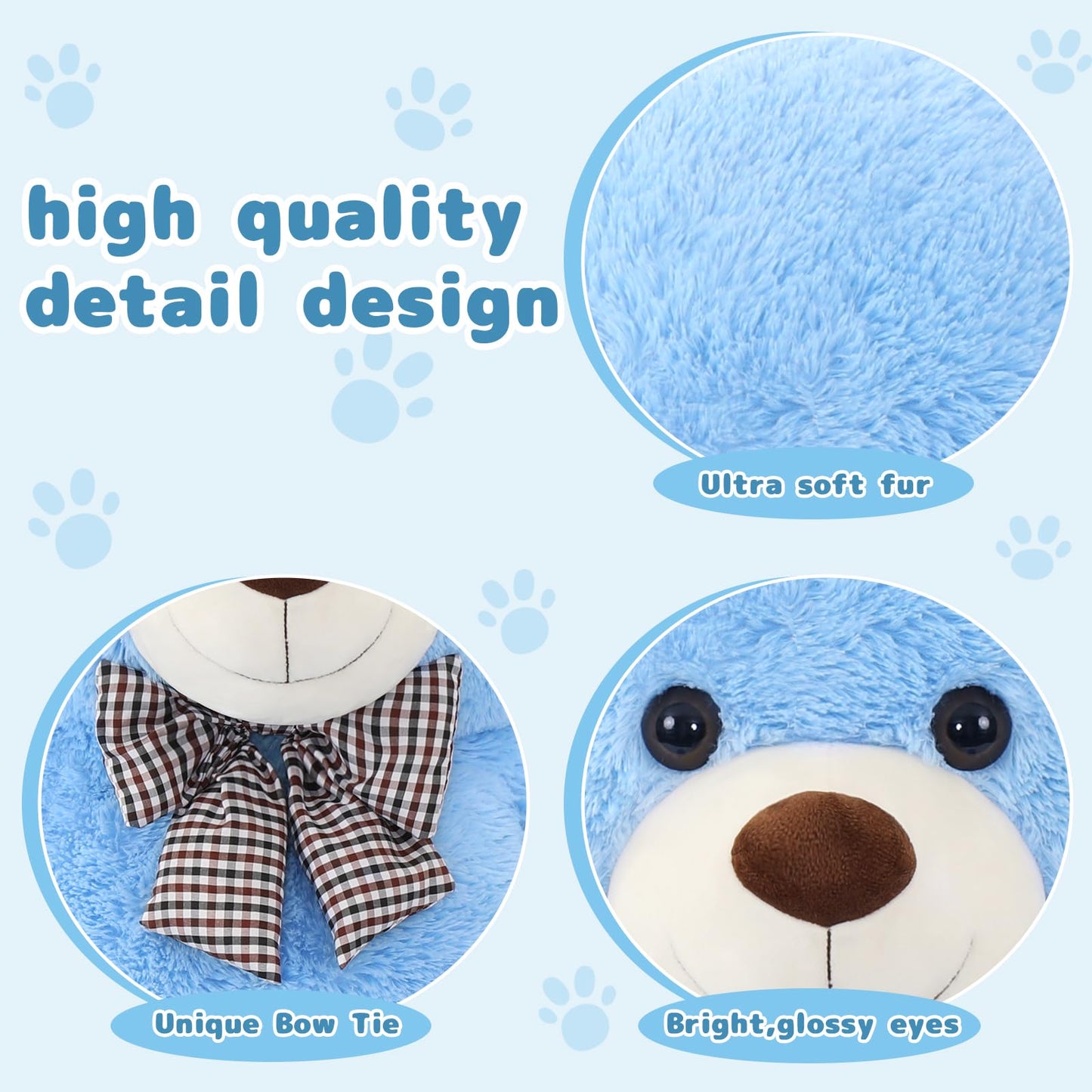 MaoGoLan Large Blue Teddy Bear 55-Inch Jumbo Plush for Cozy Hugs
