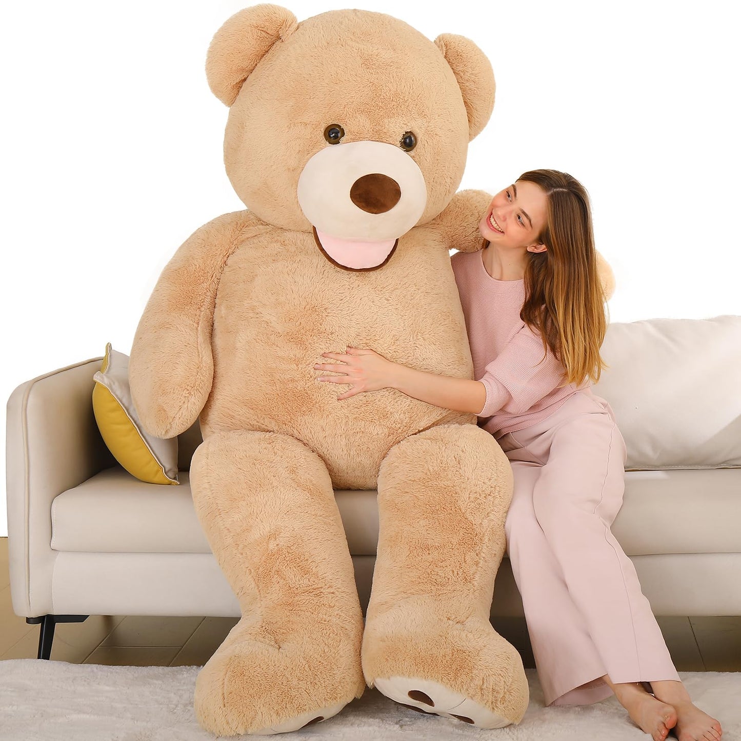 MaoGoLan 6 Feet Giant Plush Teddy Bear — Soft, Fluffy Jumbo Bear for Loved Ones (Brown)