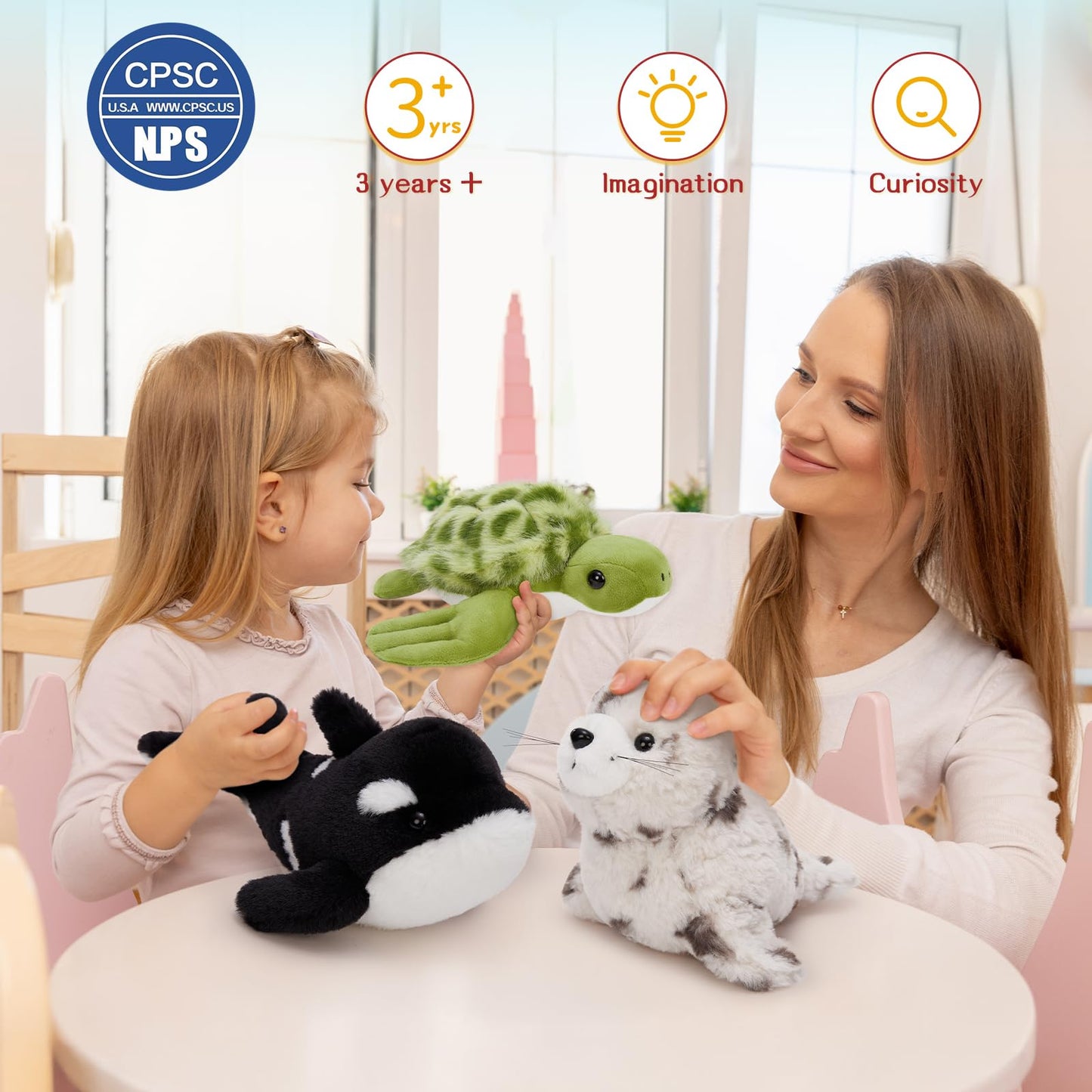 MaoGoLan 6Pcs Sea Animal Plush Toys – 10-inch Ocean Plushies for Kids, Party Decor & Gifts