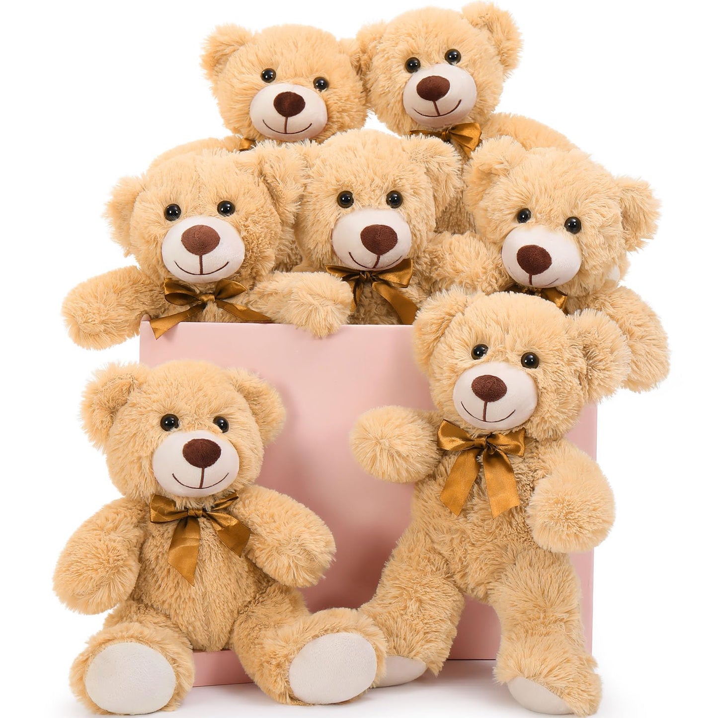 MaoGoLan 7Pcs Bulk Teddy Bears — Soft 13.5-inch Mini Plush for Baby Showers, Weddings & Parties