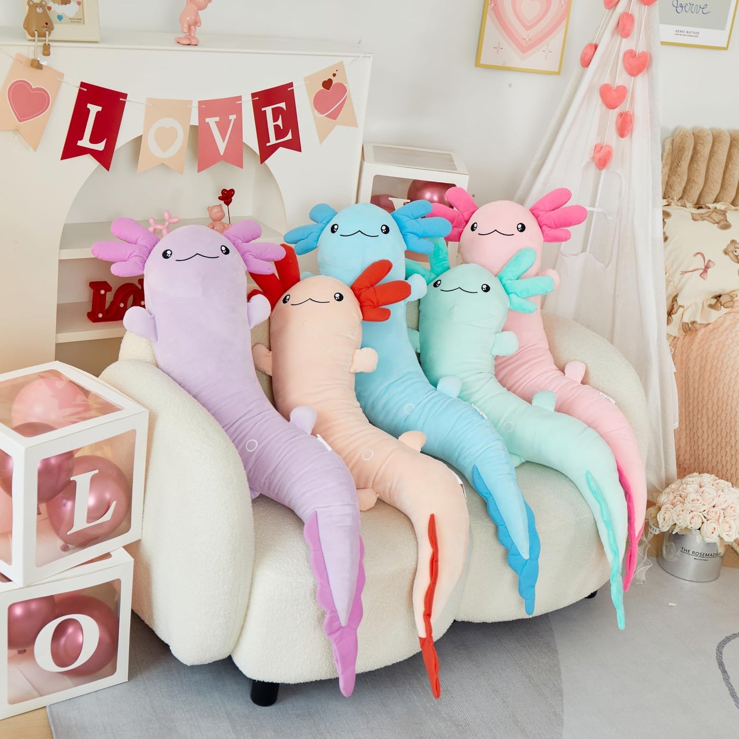 MaoGoLan Giant Axolotl Plush Body Pillow – Glow-in-the-Dark Large Axolotl Toy