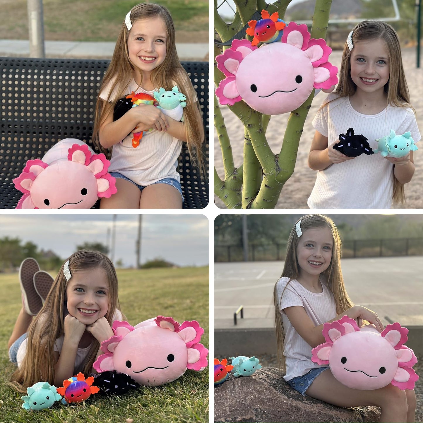 MaoGoLan Giant Axolotl Plush with 3 Babies Inside – 23.5-Inch Large Squishy Plush and Pillow