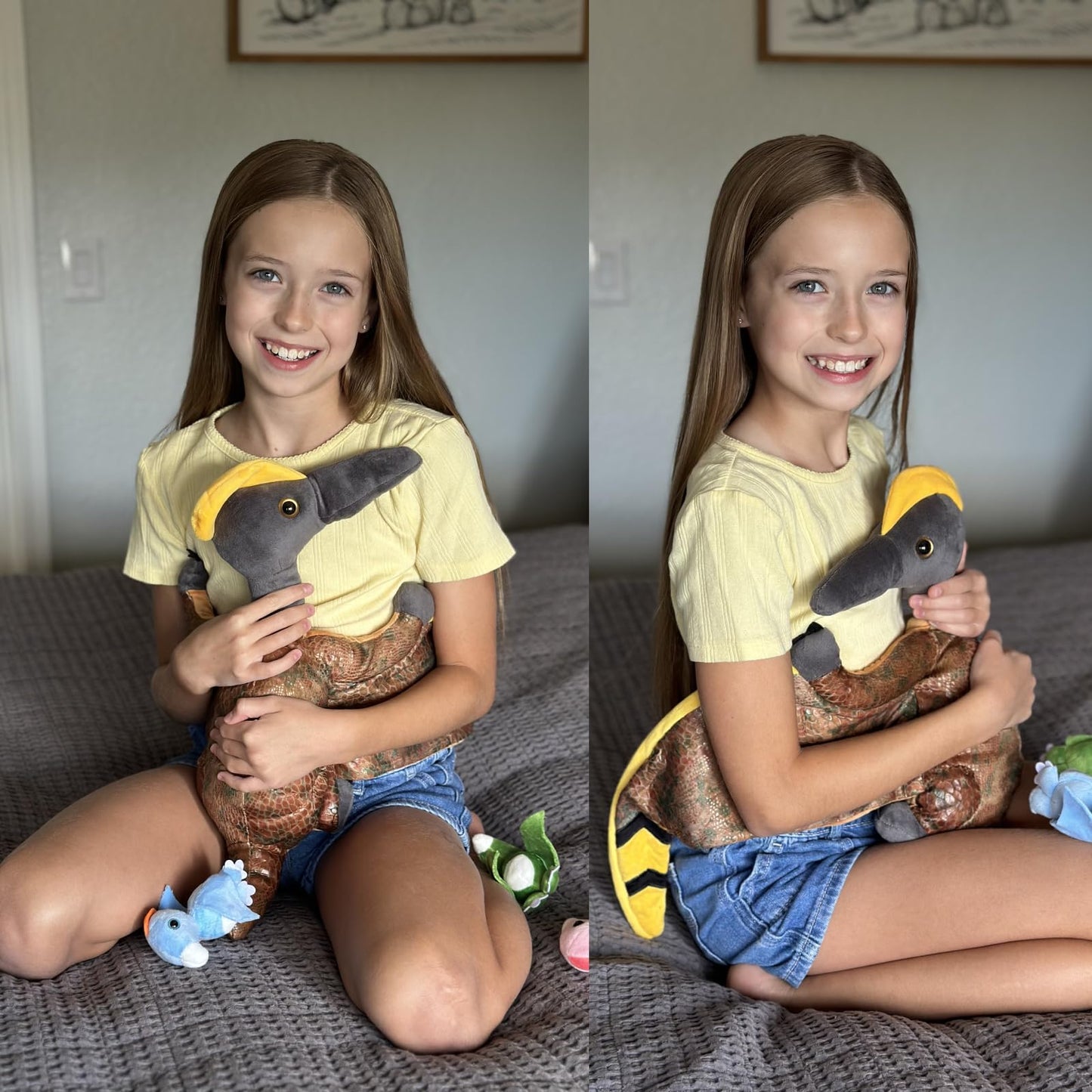 MaoGoLan 37-Inch Pterodactyl Plush with 3 Baby Dinos Inside Belly – Giant Dinosaur Toy, Party Favors & Decor