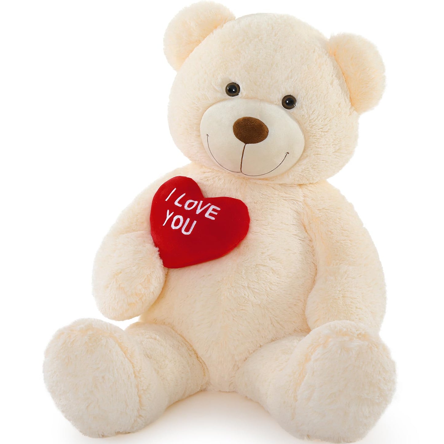 MaoGoLan Big Teddy Bear – 36-Inch White Plush with Velvet Heart