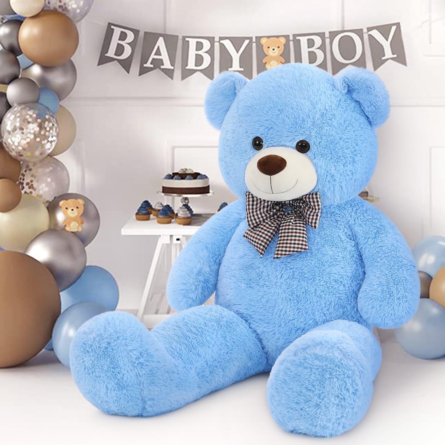 MaoGoLan Large Blue Teddy Bear 55-Inch Jumbo Plush for Cozy Hugs