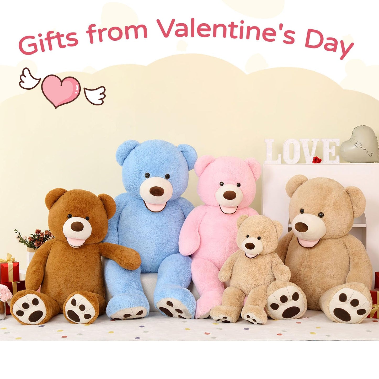 MaoGoLan 6 Feet Giant Plush Teddy Bear — Soft, Fluffy Jumbo Bear for Loved Ones (Brown)