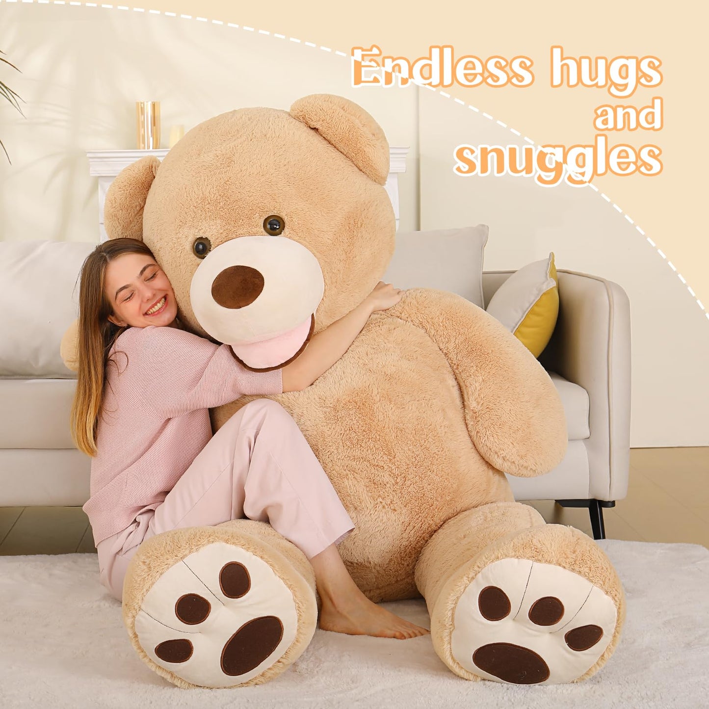 MaoGoLan 6 Feet Giant Plush Teddy Bear — Soft, Fluffy Jumbo Bear for Loved Ones (Brown)