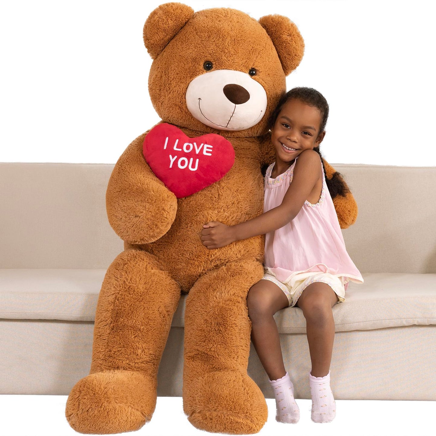 MaoGoLan Big Teddy Bear 4.3ft - I Love You Red Heart Giant Plush Toy