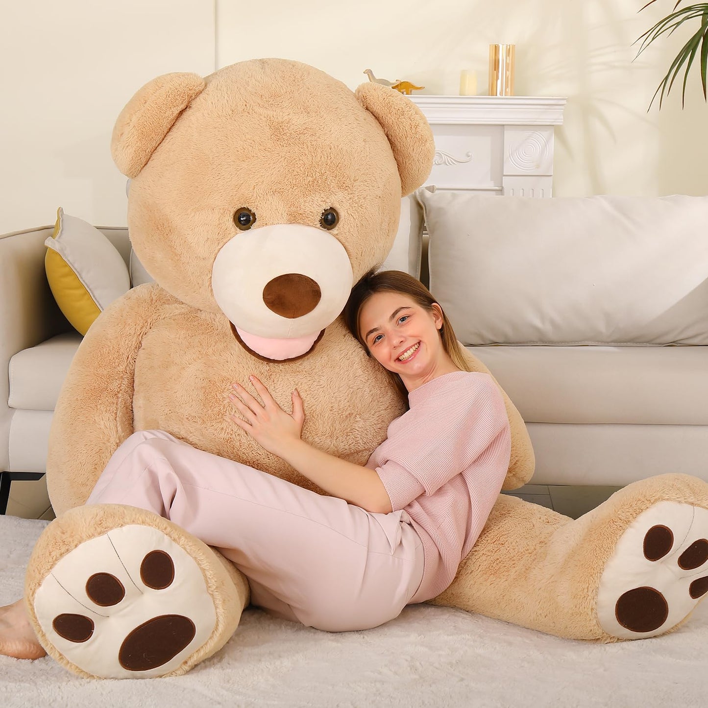 MaoGoLan 6 Feet Giant Plush Teddy Bear — Soft, Fluffy Jumbo Bear for Loved Ones (Brown)